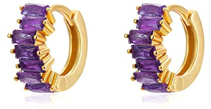 Boucles d'Oreilles Argent Sterling, Boucle d'Oreille Femme Clous Violet Irrégulier Boucle d Oreille