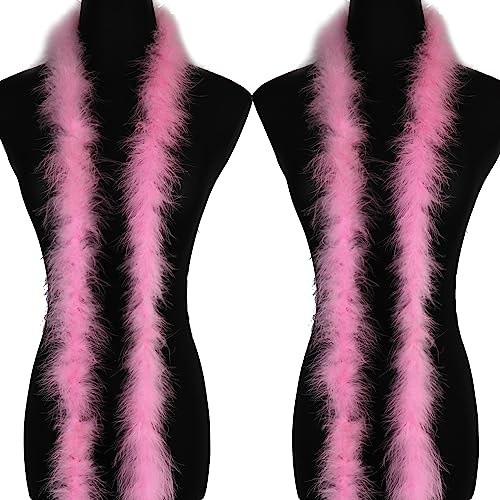 Marabu-Federboa für Frauen, 2 m, 20 g, hellrosa, flauschig, für Damen, Boa, Basteln, Nähen, Besatz, Zuhause, Hochzeit, Party, Weihnachtsdekoration, 2 Stück