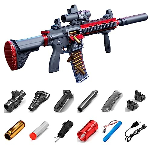 Pistola giocattolo realizzata in nylon, pistola ad acqua schiuma elettronica automatica, M416 fucile da cecchino, pistola ad aria compressa con silenziatore, regali per bambini e uomo-rosso