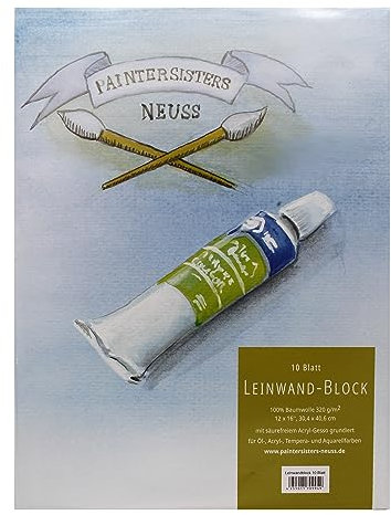 Paintersisters® Malblock Leinwand 30 x 40 cm, 100% Baumwolle, 320g/m² - Leinwandblock Grundiert mit säurefreiem Acryl-Gesso, für Öl-, Acryl-, Tempera und Aquarellfarben