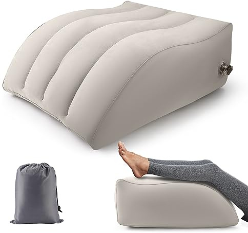 Leg Elevation Pillow,Inflatable Leg Wedge Pillows,Comfort Leg Pillows for Sleeping,Reduce Swelling,Blood Circulation,Knee Back Pain Relief, Improving Sleep Quality for Pregnant,Surgery,Injury,Recovery