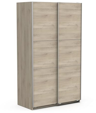 Demeyere 190004 Porta Scorrevole con Armadio Moderno, Colore Rovere Kronberg e Finiture in Metallo, 116.5 x 59.8 x 203 cm, Legno Ingegnerizzato, Grigio