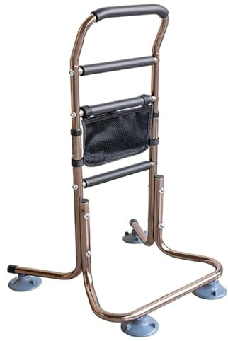 BLUEZY Bettschiene sitzhilfe Bett senioren Mobile Aufstehhilfe Aufsteh-und Sitzhilfe, Stützgestell mit 4 Haltegriffen, Höhenverstellbarer Haltegriff für Senioren Stand, belastbar 136kg A