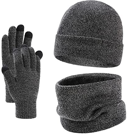 LOIJMK HüTe Handschuhe Schals 3 StüCk Anzug Weich Warme WintermüTze Damen Warm Winter StrickmüTze Einfarbig Y2k Herbst Und Winter BommelmüTze Frauen Warmes Modische