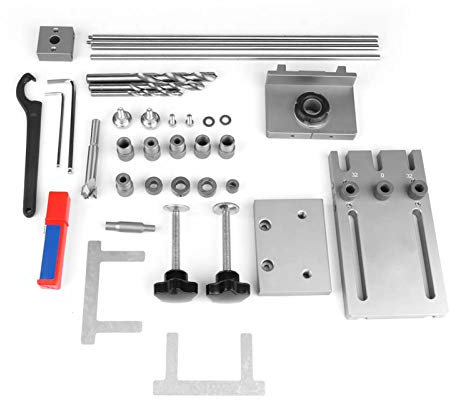 MISNODE 3 in 1 Woodworking Hole Positioner Aluminum Alloy Carpentry Locator Drill Guide Kit Dowel Jig Kit Self Centering Hole Puncher Set with 600mm Extension Rod