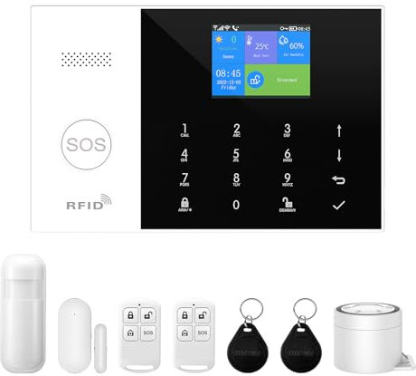 XNY 4G and WiFi Wireless Home Alarm System, 8-Piece-Kit DIY Burglar Alarm System for Home Security with App Control, Door Window Sensor, Motion Detector,Work with Google Assistant and Alexa