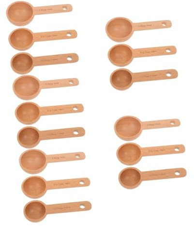 PRETYZOOM 15piezas Cucharas Medidoras De Madera Para Café y Juego Cucharas De Cocina Ecológicas y Reutilizables Herramienta Para Dosificar Café y