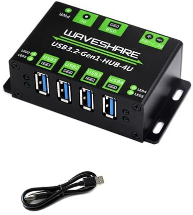 4-Ch USB 3.2 Gen1 HUB for Windows, macOS, Linux and Android Metal Case with Wall Mount Support USB 3.2/2.0/1.1 No necesita Driver Plug and Play