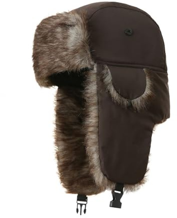 Generisch Unisex Fliegermütze Warme Wintermütze mit Ohrenklappen Winddichte Kunstfell Trappermützen Russland Uschanka Bomber Hut für Outdoor-Aktivitäten