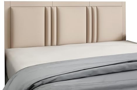 GOCHUSX Gepolstertes Kopfteil, 3D-Antikollisions-Wandpolster, Abziehbare Und Aufklebbare Gepolsterte Kopfteile, Schutzwandkissen Für Das Bett Für Schlafzimmer(Beige,120x60cm)
