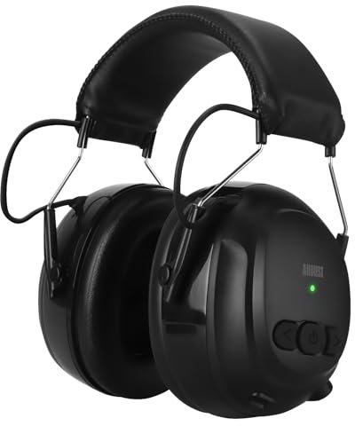 August EP120 Bluetooth 5.4 Ear Defenders Construction Headphones with Mic - Over Ear Adjustable Noise Cancelling SNR 30dB Safety Earmuffs with 120 Hour Battery for Mowing, Gardening, DIY, Site Work