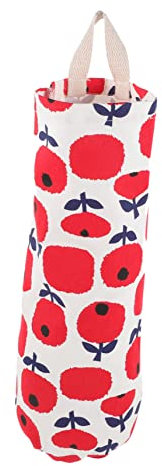 UTHCLO Kitchen Plastic Bag Organizer Fabric Hanging Garbage Bag Holder Wall-Mounted Reusable Storage for Kitchen Supplies Red Apple Pattern