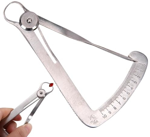 Strumento di misurazione dentista – Calibro a corsoio ad alta precisione in metallo | Calibro triangolare per misurazioni dei materiali dentali | Misuratore dentale preciso con letture dettagliate per