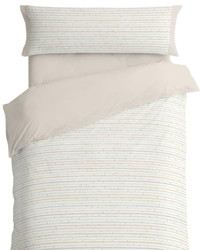 Burrito Blanco | Fundas nórdicas Infantiles | Cama de 90cm. (+Medidas Disponibles) | Diseño 181 | Color Beige (90x190/200cm.)