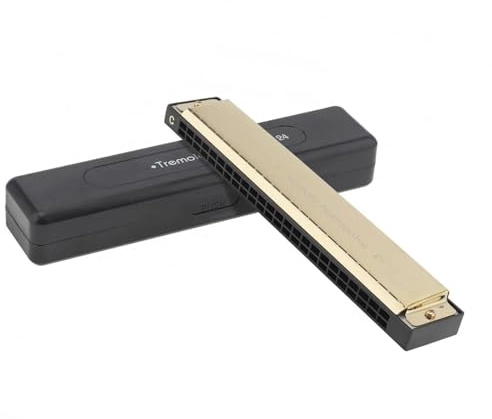 24 Löcher Mundharmonika C Gold Tremolo Mundharmonika Titan Harfe Mundharmonika