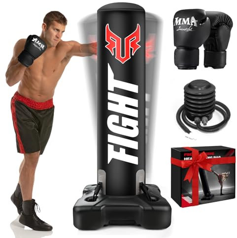 Standing Punching Bag for Adults, Upgrated Base Heavy Bag with Stand Boxing Training Equipment with MMA Gloves and Pump, 0.7mm Thickening Material Kicking Bag for Home Gym Workout Muay Thai Fitness