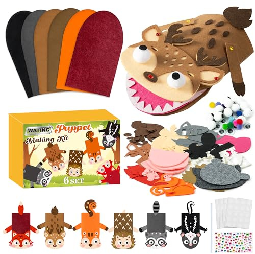 WATINC Felt Handpuppe DIY Art Craft Set Puppentheater Kreatives DIY-Set zum Selbermachen für Geschichtenerzählen Rollenspiel Partyzubehör Geschenk für Mädchen und Jungen (Wald A)