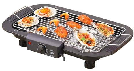 Parrilla Eléctrica For Interiores, Parrilla Eléctrica Sin Humo, Parrilla Compacta For Interiores Y Exteriores, Con Bandeja De Goteo Y Rejilla Extraíbles, For Fiestas.