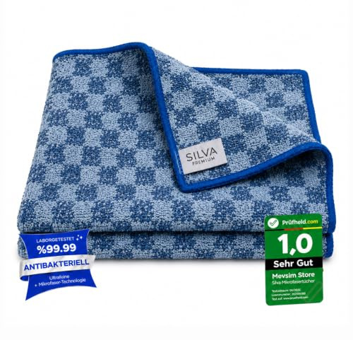 Silva Mikrofasertücher 30x30 cm 2er Set – Waschbare & saugfähige Reinigungstücher für Küche, Bad, Glas & Fenster – Fusselfrei, kratzfrei & langlebig – Mikrofaser Putztücher wiederverwendbar Haushalt