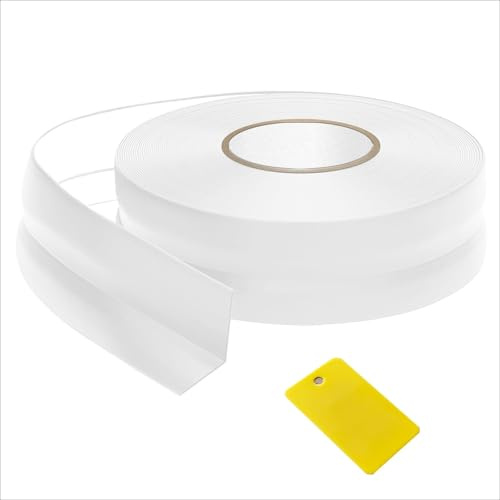 Jyvex - Rodapié de PVC (20 x 50 mm, 35 m, blanco) - Zócalo de acabado de pared para cocina y encimera de cocina, zócalos de suelo adhesivos con perfil de esquina | Zócalo suave para encimera de cocina, bordes de piso recortables
