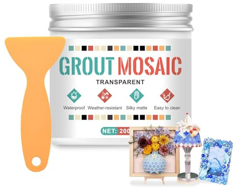 Collante Trasparente per Mosaico, Colla per Vetro, Piastrelle Mosaico Colla, Essential for Handmade Grouting and Perfect for DIY Craft Projects per Mosaici in Pietra/Ceramica, 200g