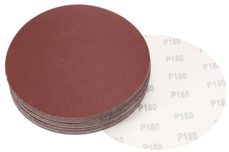 sourcing map Discos de lija de 8 pulgadas con gancho y bucle, papel de lija de óxido de aluminio de grano 180 para lijadora orbital aleatoria, pulido en seco de madera, metal, 45 unidades