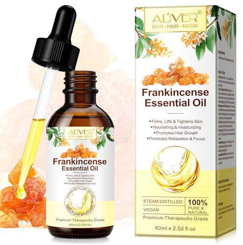 Weihrauchöl Bio für Haut – 100% Reines Ätherisches Frankincense Oil 60ml – Natürliche Hautpflege gegen Falten – Weihrauchöl für Gesicht, Körper & Aromatherapie – Feuchtigkeit für jeden Hauttyp