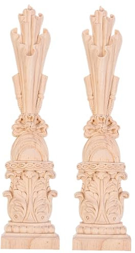 HOMSFOU 2pcs Cabinetry Roman Column Applique Wooden Pillar Decor 14.5x5cm Furniture Wall Fireplace Decoration for Home