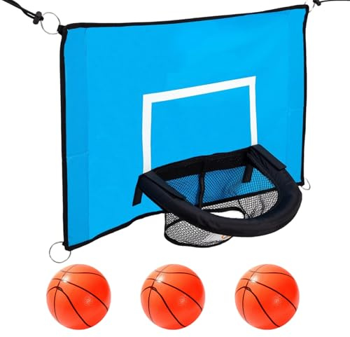 Trampolín Canasta de baloncesto – Cama elástica para niños Canasta de baloncesto con bolas – Fijación al borde para patio de recreo jardín zona deportiva