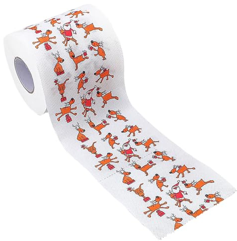 Rouleau de papier toilette amusant - Impression Père Noël - Papier hygiénique avec design - Serviettes en papier festives pour cuisine, table à manger, toilettes, décoration de vacances