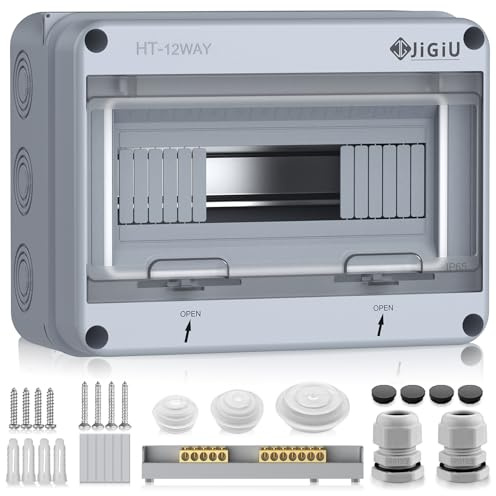 JiGiU Sicherungskasten Aufputz 1-Reihig 12 Module, IP65 Wasserdicht