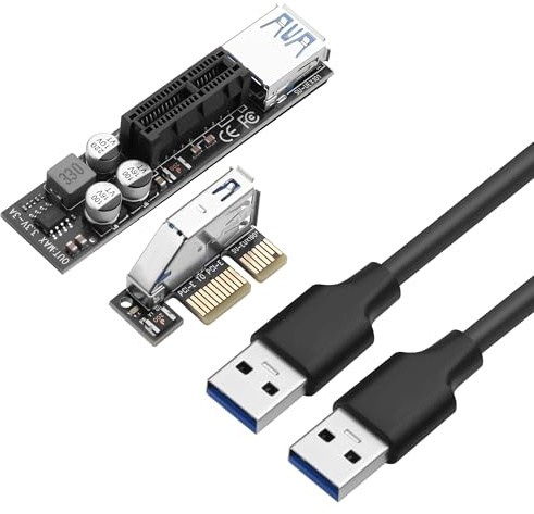 ELFJMZP PCIe 3.0 x1 90-Grad-Riser-Kabel 60cm Löst die Blockierung von PCIe x1-Slots durch Grafikkarten Kompatibel mit Netzwerkkarten/Soundkarten/Capture-Karten Slot Extender