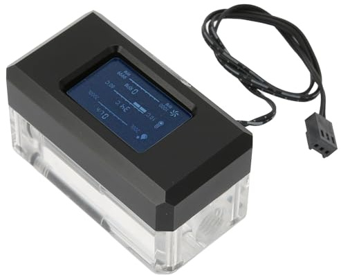 ZAICOLER Termómetro de Refrigeración por Agua para PC, Pantalla LCD Inteligente, Detección de Temperatura y Velocidad de Flujo para Carcasa de PC Refrigerada por Agua, Aleación de Aluminio +