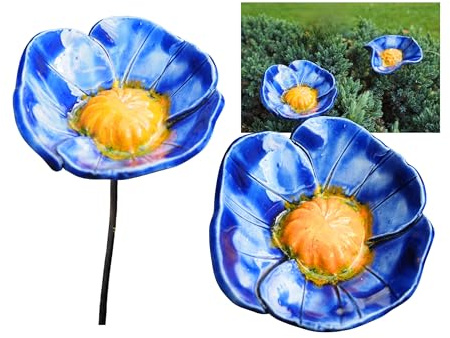 Midene Gartenstecker Keramik Handgefertigt - Gartendeko für Draußen Wetterfest - Garten Deko Keramik - Blume Gartenfiguren & Gartenstatuen - Blume