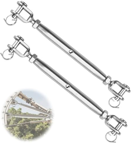 Seutmrou 2 Piezas M8 Tensores de Mandíbula de Acero Inoxidable, Tornillo de mordaza de aparejo de acero inoxidable, Tornillo de cuerpo cerrado Tensor para Tensar Lonas Toldos o Cuerdas