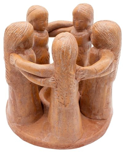 Kreis der Freundschaft mit 5 Frauen, original Handarbeit aus Bali, Teelichthalter, Kerzenhalter