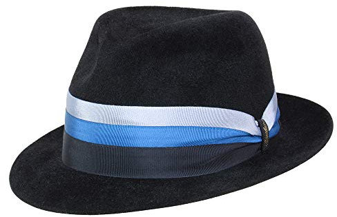 Borsalino Veloursfilz Fedora Hut aus Haarfilz - Schwarz (420) - 57 cm