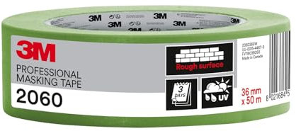 3M Masking Tape 2060 Rough Surfaces, high tack, UV stable, indoors & outdoors, 36 mm x 50 m