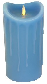 Tronje LED Echtwachskerze mit Timer - 18 cm Kerze Blau Wachstropfen mit beweglicher Flamme