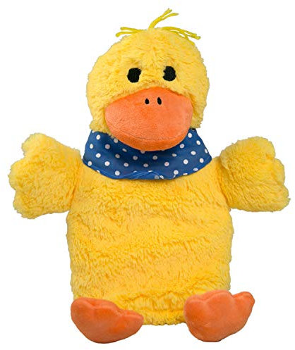 Hugo Frosch Öko-Wärmflasche Kinder 0,8l – Made in Germany – mit flauschigem Tierbezug Ente Gelb – kleine, auslaufsichere & geruchsneutrale Bettflasche – langlebig & mit waschbarem Bezug