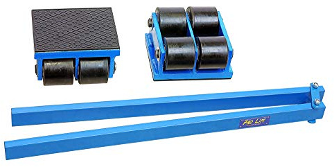 Pro-Lift-Werkzeuge 8t Transportfahrwerk starr, 2x4t, mit Verbindungsstange 8 Tonnen Panzerrollen Maschinen-Transport Schwerlastrollen