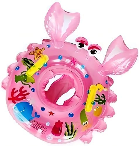 Babysimring, uppblåsbar simring, simhjälpmedel, simstol för småbarn, simmare, pool, leksak, pool, baby, simring med säkerhetshandtag för åldrarna 6–36 månader (rosa)