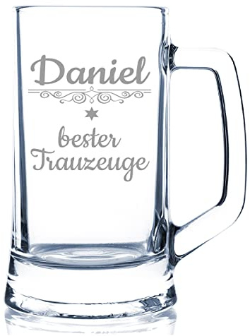 Beschdstoff Bierglas mit Gravur für Trauzeuge- Bierglas 0,5 Liter personalisiert mit Name - Geschenk für Hochzeit