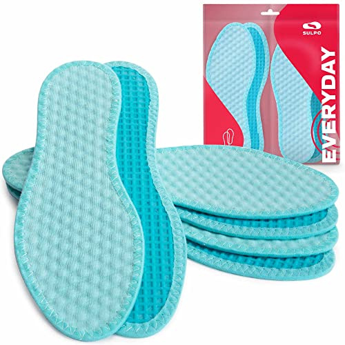 SULPO 3 par barfotasulor för fräscha fötter innersulor massage tryckpunkter inlägg för kvinnor och män fräsch sula med massageeffekt/storlek 36–46/set med 3 skoinlägg (43)