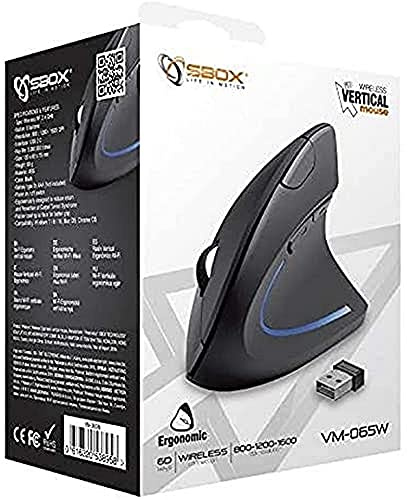 SBOX Mouse Verticale Ottico Ergonomico Wireless VM-065W Nero Nero