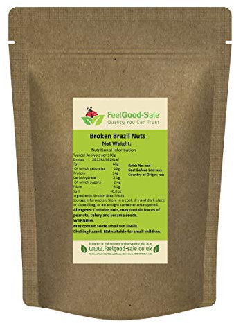 1kg Brazil Nuts Halves/Broken - Fresh & Crispy 100% Raw Broken Brazils Natural Brasil Pieces Premium Quality Edible Brazilian Brasilian Nut Snack Bulk Keto Paleo Protein Selenium Non GMO Vegan