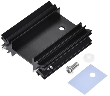 sourcing map 34 mm x 25 mm x 12 mm TO-220 Aluminium-Kühlkörper für Kühl-Transistordioden mit 2 Stützstiften, schwarz, 6 Stück