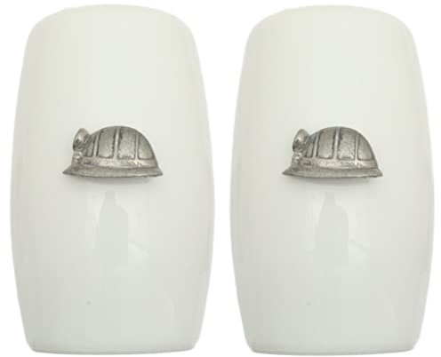Miners Helmet China Salt and Pepper Shakers Cruet Set Modern White CSP 239