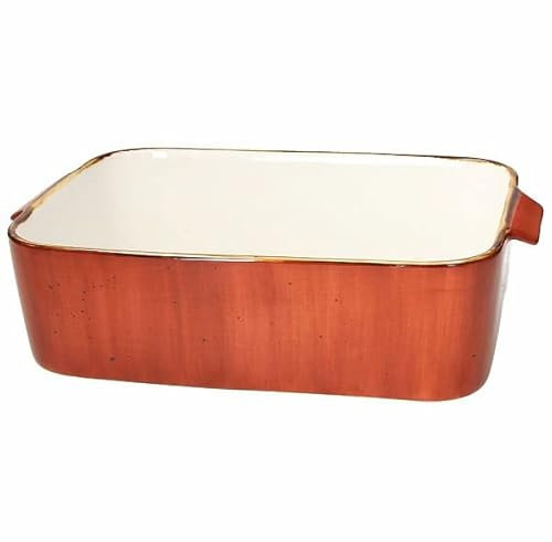 Pirofila udon glamour cm 30x18,5x8H ceramica arancione lavabile in lavastoviglie utilizzabile in microonde con 2 manici