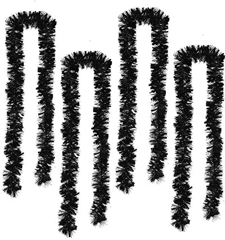 Bluelves Guirnalda de Oropel Navidad, 4pcs Espumillon Arbol Navidad, 2m Espumillón de Navidad, Oropel Navidad, Espumillon Decoración para Fiesta Árbol de Navidad (Negro)